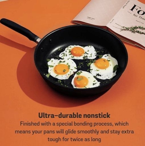 Meyer Accent Series Hard Anodized + Nonstick Open Frying Pan/Skillet with Silicone Handles / Gas and Induction Suitable/ 3mm Thickness, 20cm/2 litres, Matte Black - Image 4